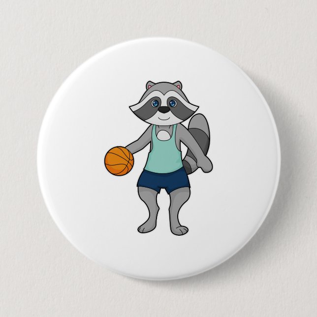 Racoon Basketball-Spieler Basketball Button (Vorderseite)