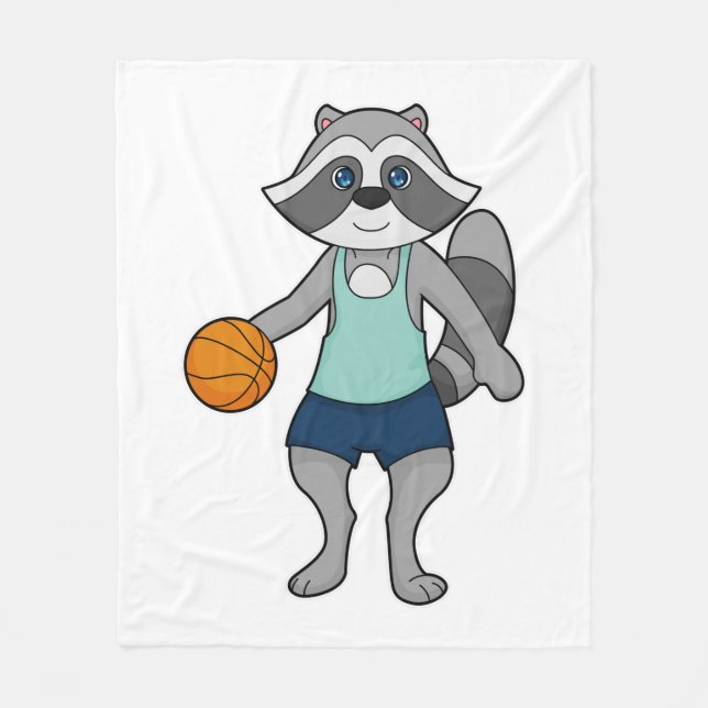 Racoon Basketball-Spieler Basketball Fleecedecke (Vorderseite)