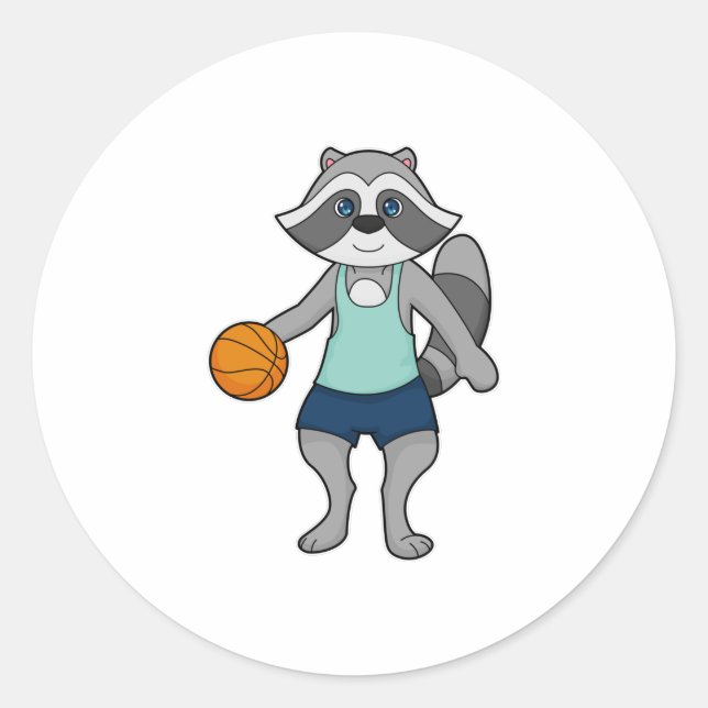 Racoon Basketball-Spieler Basketball Runder Aufkleber (Vorderseite)