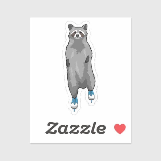 Racoon bei Ice Skaten mit Ice-Skaten Aufkleber (Blatt)