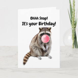 Racoon Blows Blubble Gum Bubble, Funny Birthday Karte