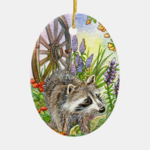 Racoon by Flower Garden Keramikornament