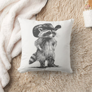 Racoon Cowboy Funny Racoon Grafik Männer Frauen Kissen