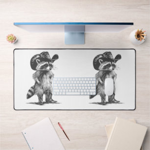 Racoon Cowboy Funny Racoon Grafik Männer Frauen Schreibtischunterlage