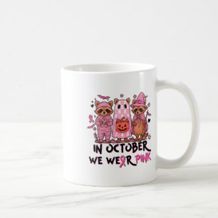Racoon Halloween rosa Brustkrebs Bewusstsein Männe Kaffeetasse
