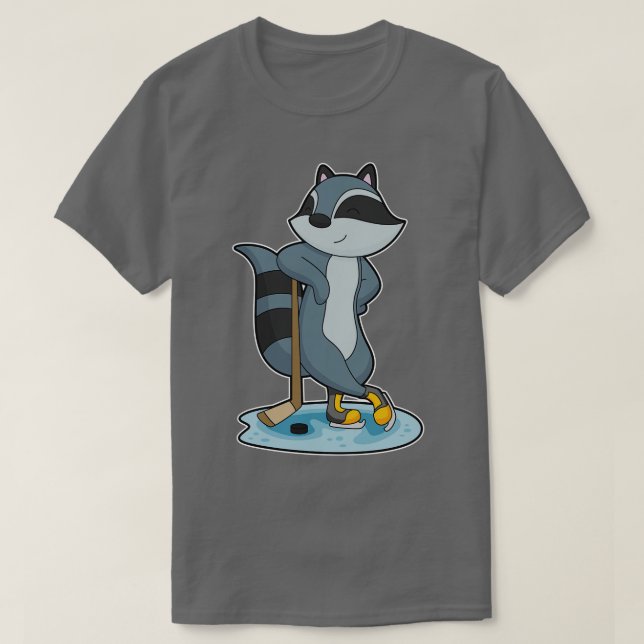 Racoon Ice Hockey Eishockeystick T-Shirt (Design vorne)