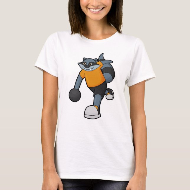 Racoon im Bowling mit Bowlingball T-Shirt (Vorderseite)