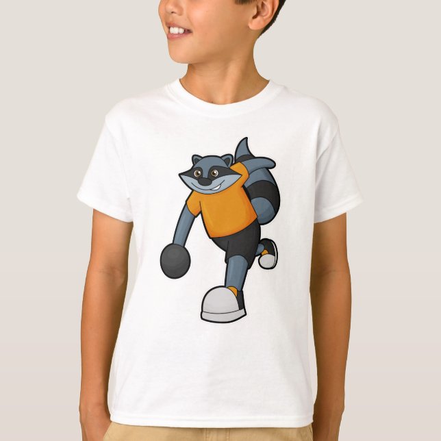 Racoon im Bowling mit Bowlingball T-Shirt (Vorderseite)