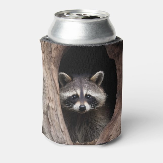 Racoon in der Baumhöhle Dosenkühler (Kanne Rückseite)