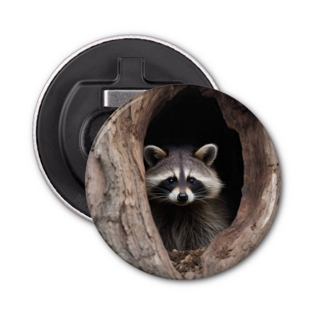 Racoon in der Baumhöhle Flaschenöffner (Vorderseite)