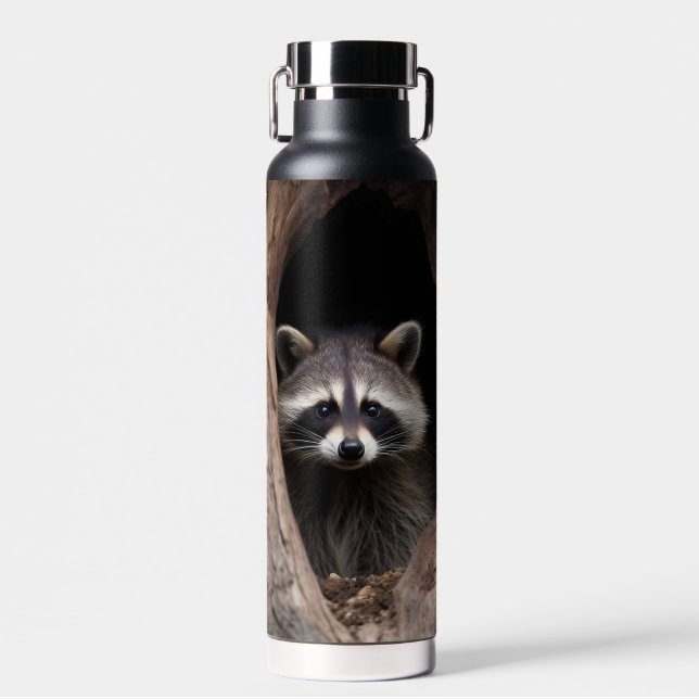 Racoon in der Baumhöhle Trinkflasche (Vorne)