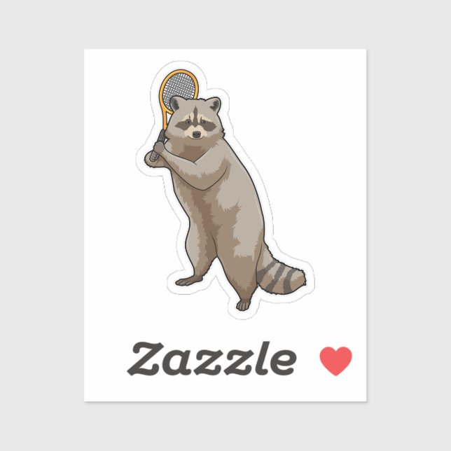 Racoon in Tennis mit Tennisschläger Aufkleber (Blatt)