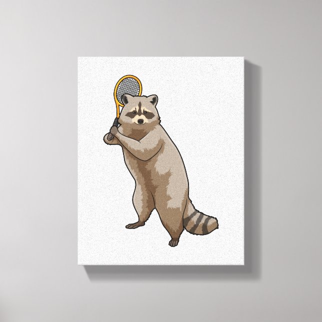 Racoon in Tennis mit Tennisschläger Leinwanddruck (Vorderseite)