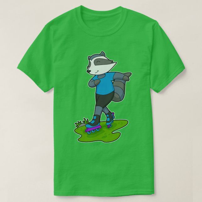 Racoon Inline Skaten Roller Skate T-Shirt (Design vorne)