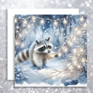 Racoon Magical Enchanted Weihnachtswald Feiertagskarte