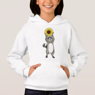 Racoon mit Sonnenblume Hoodie