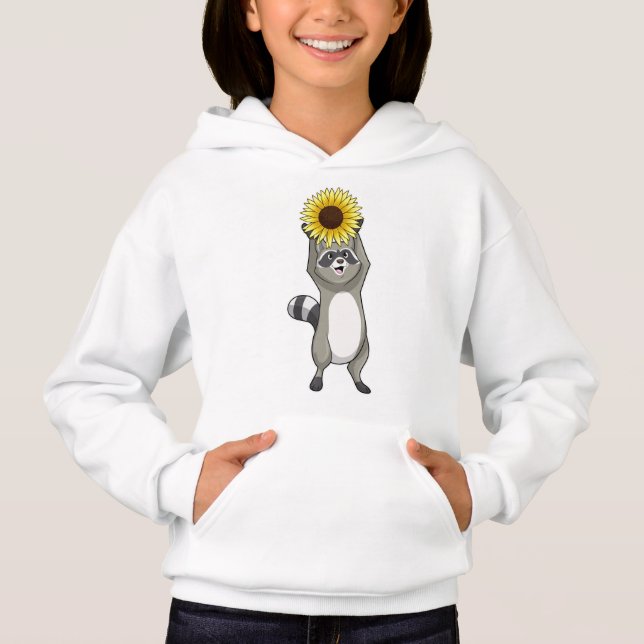 Racoon mit Sonnenblume Hoodie (Vorderseite)