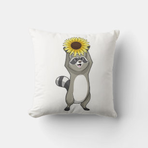 Racoon mit Sonnenblume Kissen