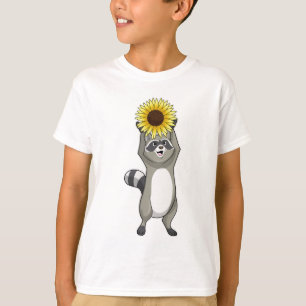 Racoon mit Sonnenblume T-Shirt