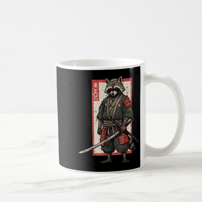 Racoon Samurai Katana Japanischer Krieger Männer B Kaffeetasse (Rechts)