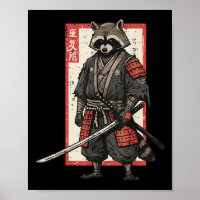 Racoon Samurai Katana Japanischer Krieger Männer B