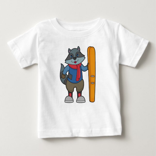 Racoon Skier Ski Baby T-shirt (Vorderseite)
