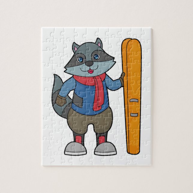 Racoon Skier Ski Puzzle (Vertikal)