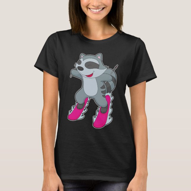 Racoon Skier Ski T-Shirt (Vorderseite)