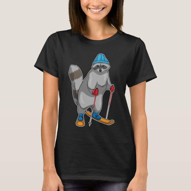 Racoon Skier Ski T-Shirt (Vorderseite)