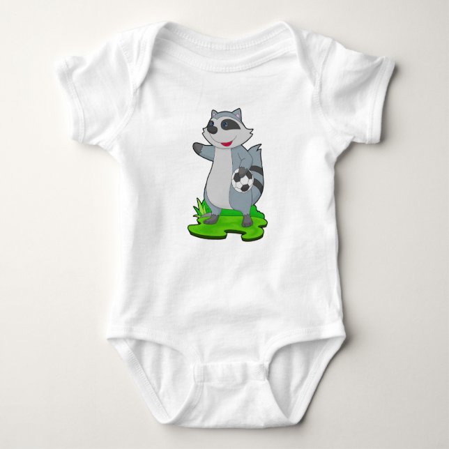 Racoon Soccer Player Soccer Baby Strampler (Vorderseite)