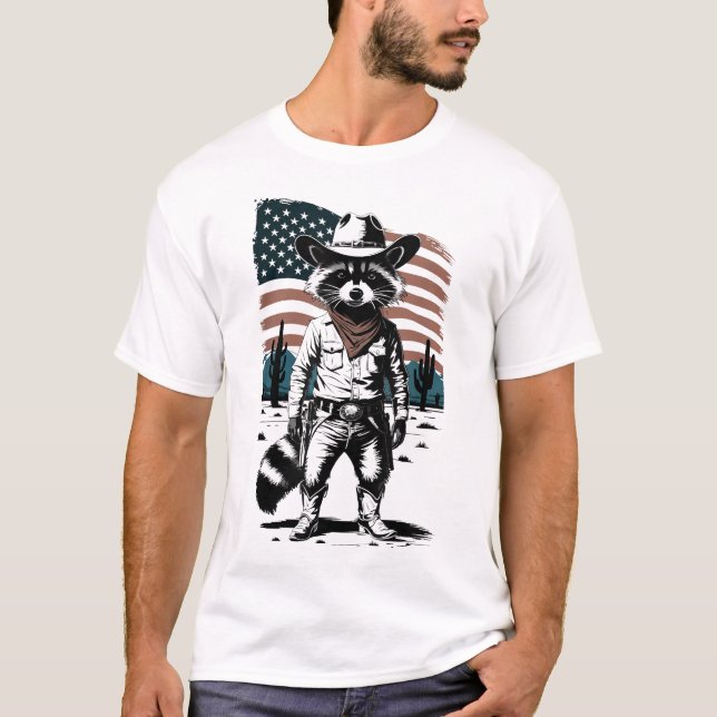 Racoon Trash Panda Cowboy Western Country Cowgirl T-Shirt (Vorderseite)