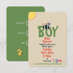 Racoon w/Squirrel Boy Baby Shower Einladungen