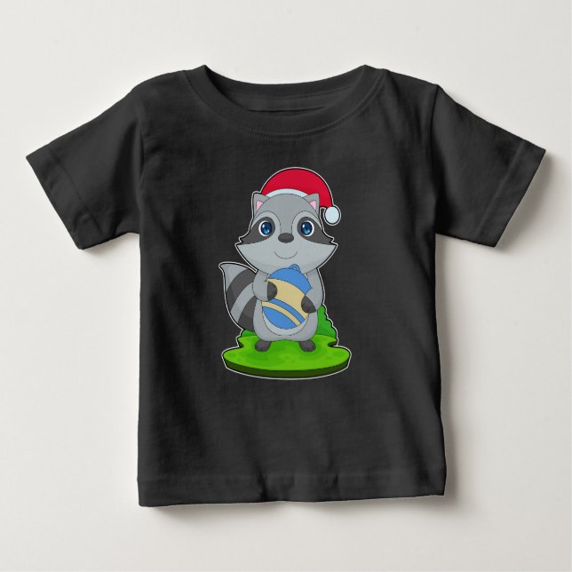 Racoon Weihnachtsball Baby T-shirt (Vorderseite)