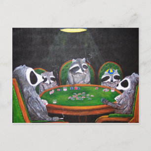 Racoons Poker spielen Postkarte