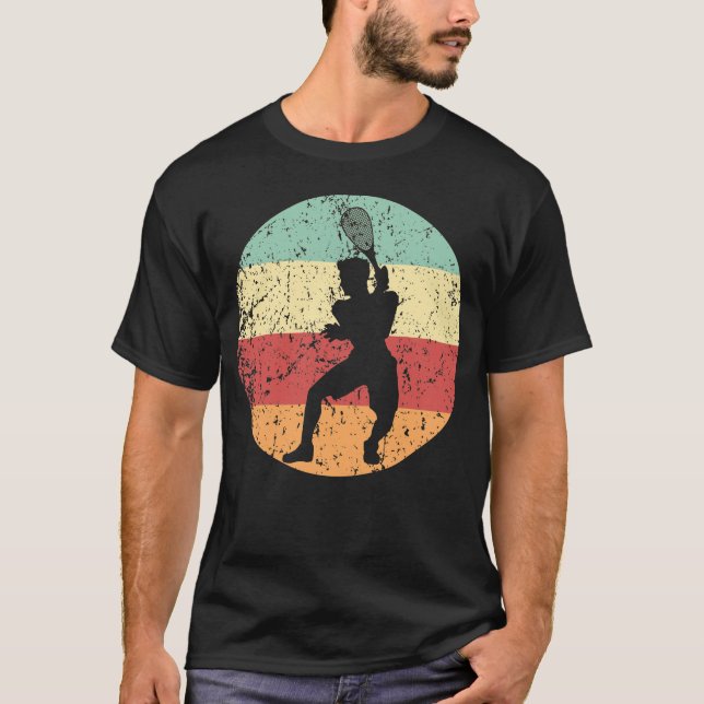 Racquetball Player Silhouette Retro Sports Icon T-Shirt (Vorderseite)