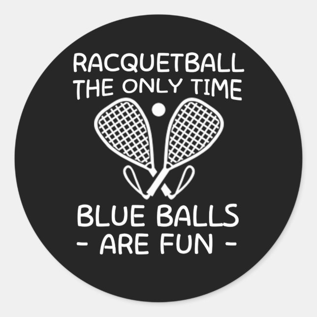 Racquetball PlayerTime Blue Balls Spaß Runder Aufkleber (Vorderseite)