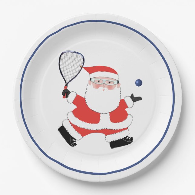 Racquetball Weihnachtsfeier Pappteller (Vorderseite)