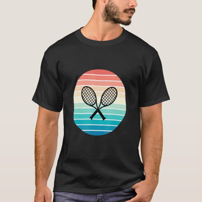 Racquets Retro Sunset Style für Pla T-Shirt (Vorderseite)