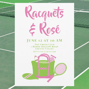Racquets & Rosé Tennis Party Preppy Ladys Day Einladung