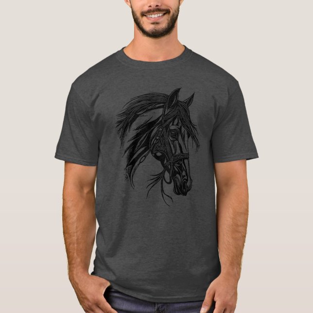 Racy Horse mit Mane Horse Dressage Reittier gir T-Shirt (Vorderseite)