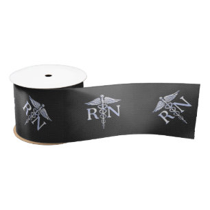 Racy Registered Nurse RN Silver Caduceus Schlangen Satinband