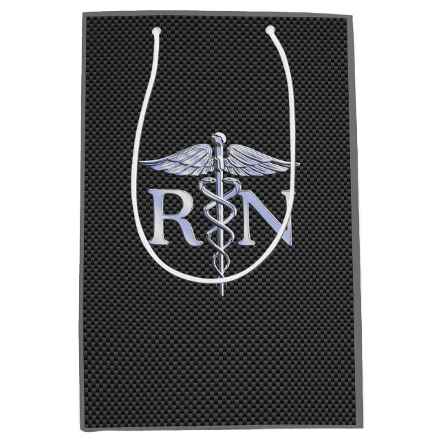 Racy Registered Nurse RN Silver Caduceus Snakes Mittlere Geschenktüte (Vorderseite)