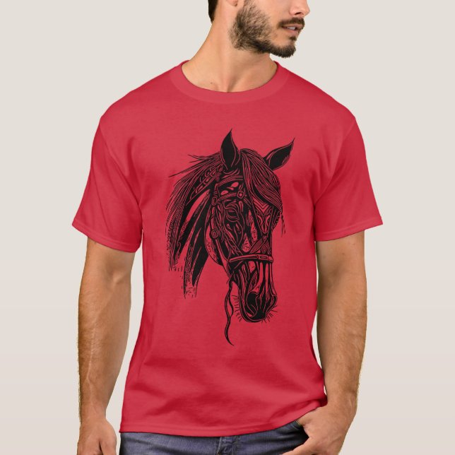 Racy Stallion Pferd Pferd Dressur Reitpommes frite T-Shirt (Vorderseite)