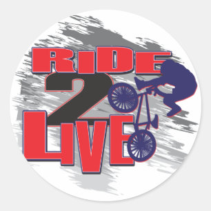 Rad 2 Live 2 BMX Reiter Runder Aufkleber