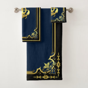 Rad/Ankermarinavy-blau/gold des Schiffes Badhandtuch Set