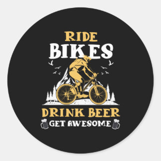 Rad Bikes Drink Bier Fahrrad Fahrrad Geschenk Runder Aufkleber