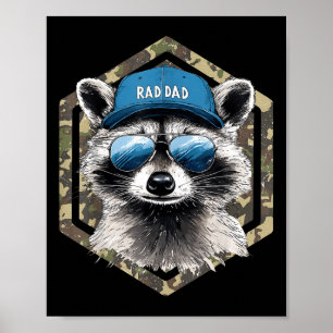 Rad Dad Camo Dad Retro Vatertag Lustiger Waschbär  Poster