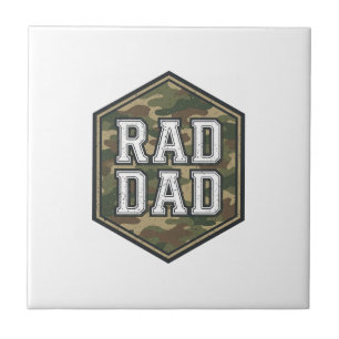 Rad Dad Camo Hexagon Vintage Gravur Design_1 Fliese