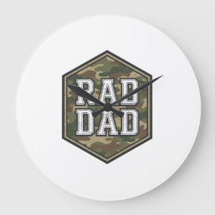 Rad Dad Camo Sechseck Vintage Gravur Design_1 Große Wanduhr