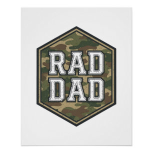 Rad Dad Camo Sechseck Vintage Gravur Design_1 Poster